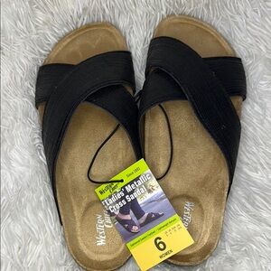 Western Chief Black and Tan Cross Sandals